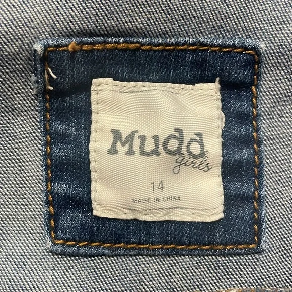 Mudd Girls Blue Denim Jean Jacket Size 14 Kids Fall Winter Y2K Classic Stret - Picture 2 of 9